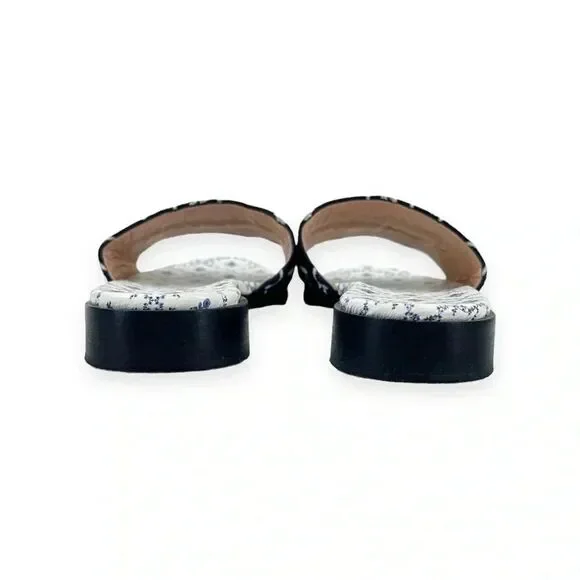 Hill House The City Slide in Navy Embroidery - Blue Floral Mule Sandals sz 41 - Picture 6 of 10